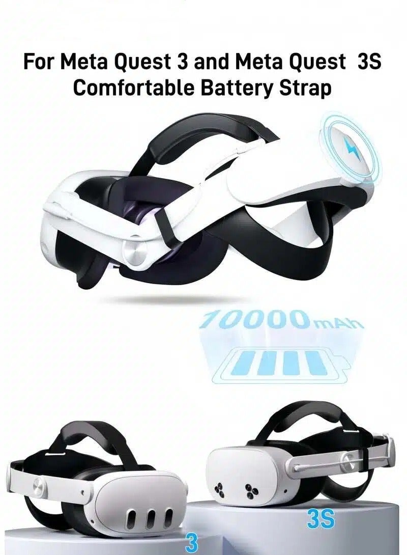 Head Strap Battery Compatible with Oculus/Meta Quest 3S/Quest 3-10000mAh Elite Strap with Battery Pack Extend Playtime - Enhanced Support for Quest 3S - Replacement Battery Head Strap VR Accessories - Image 1